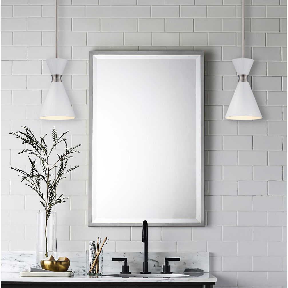 Conic 1 Light 5.5 inch Glitter Gloss White Mini Pendant Ceiling Light